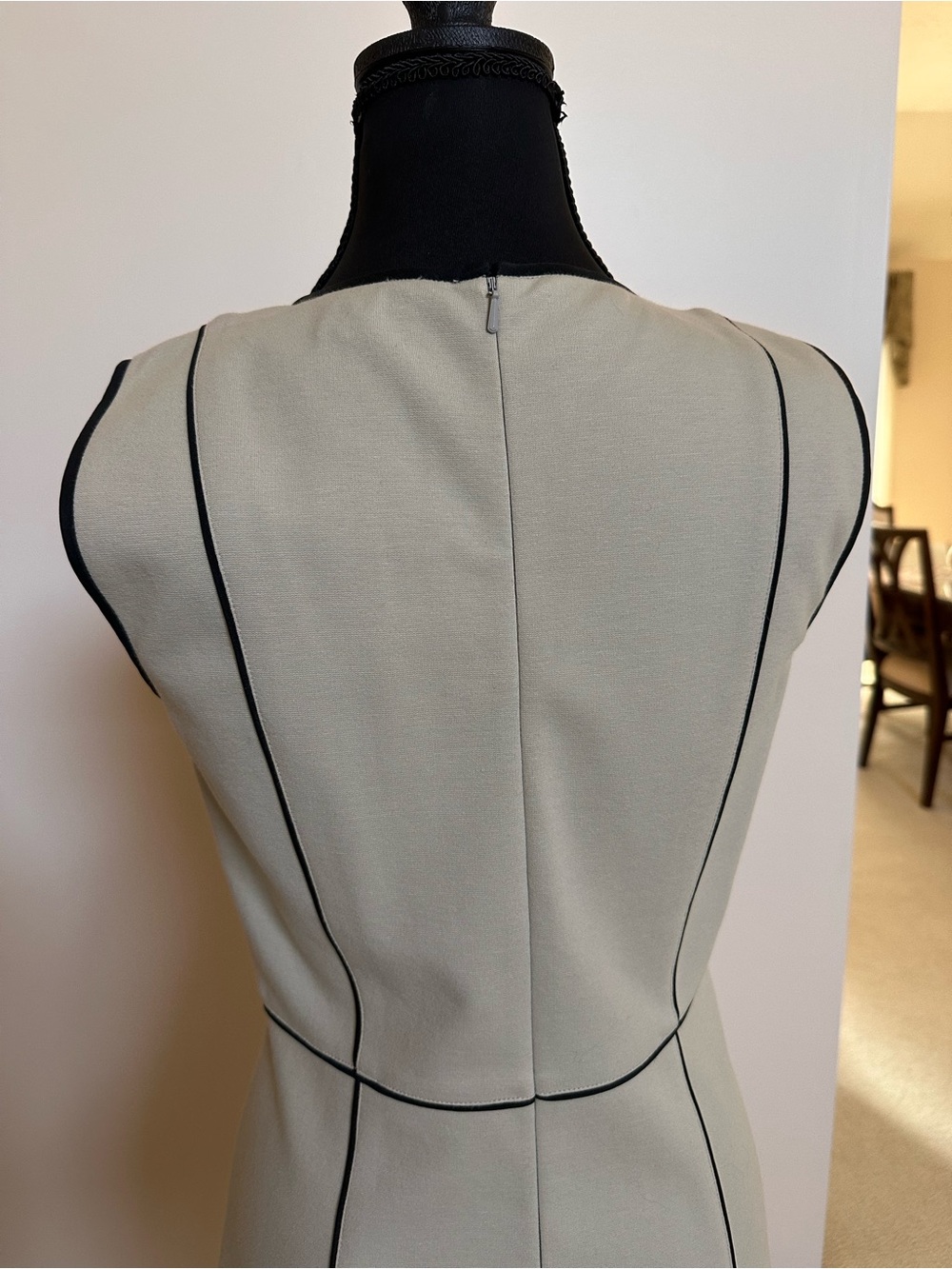 Donna Karan Gray Midi Dress with Black Piping - Picture 8 of 11